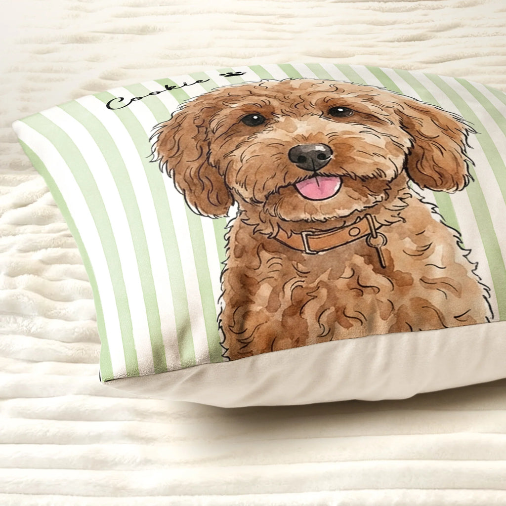 Custom Striped Pet Pillow Watercolor Art - Personalized Pillow