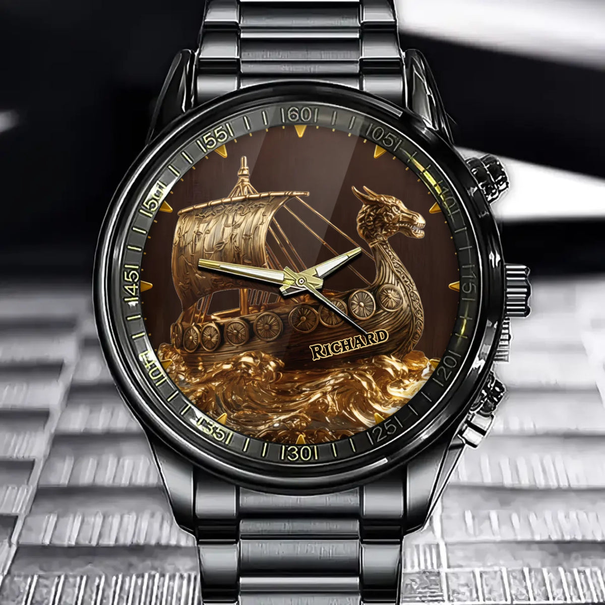 Personalized Viking Dragon Ship Watch – Norse Heritage Edition