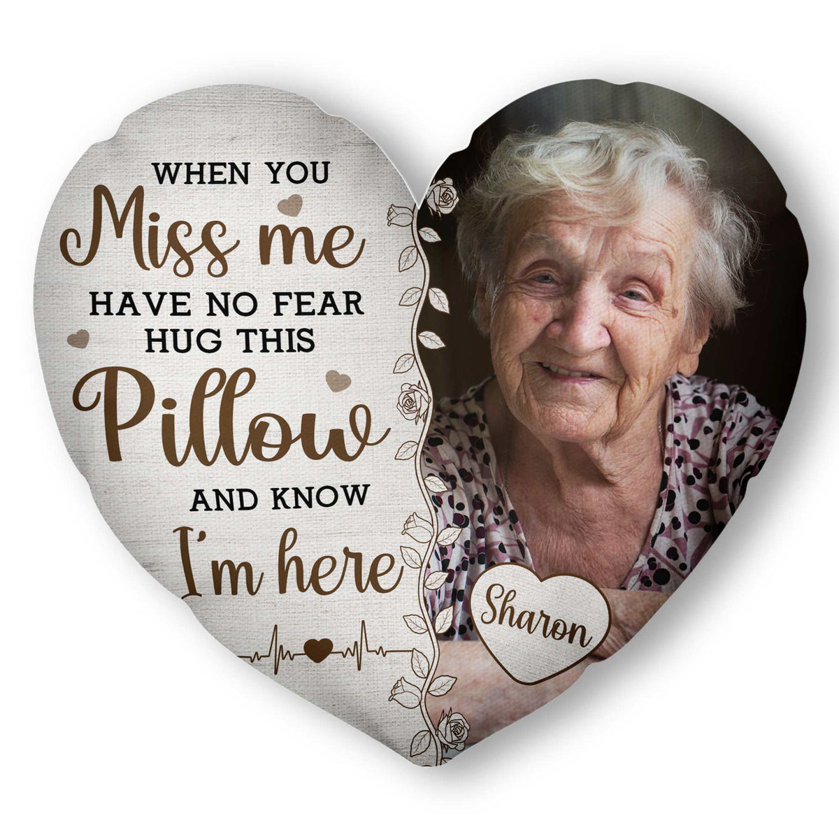 Custom Photo Hug This & Know I'm Here  - Personalized Photo Custom Shaped Memory Pillow
