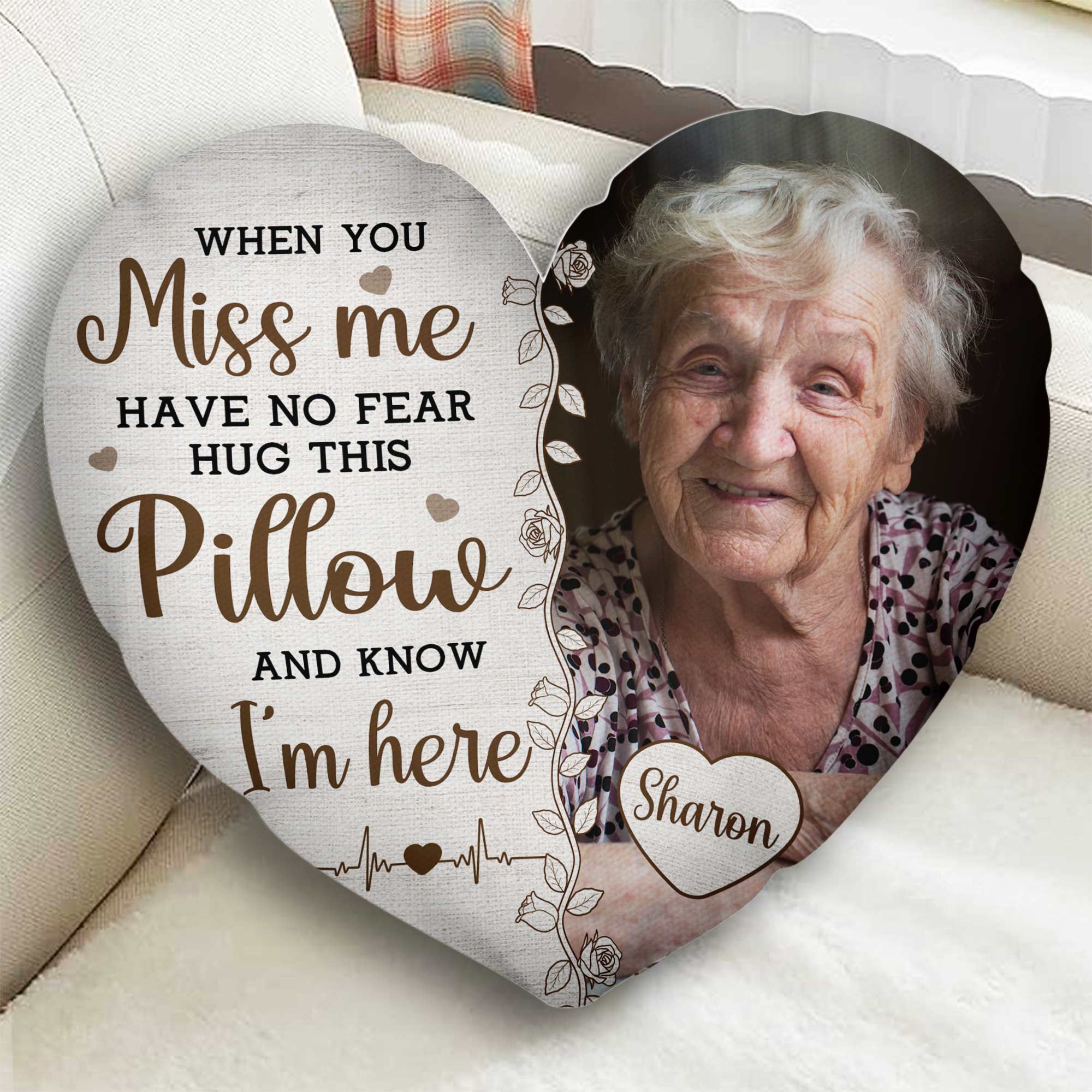 Custom Photo Hug This & Know I'm Here  - Personalized Photo Custom Shaped Memory Pillow