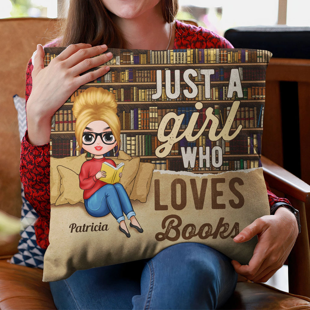 Just A Girl Who Loves Books Ver 2 - Personalized Pillow (Insert Included) - Chibi Girls