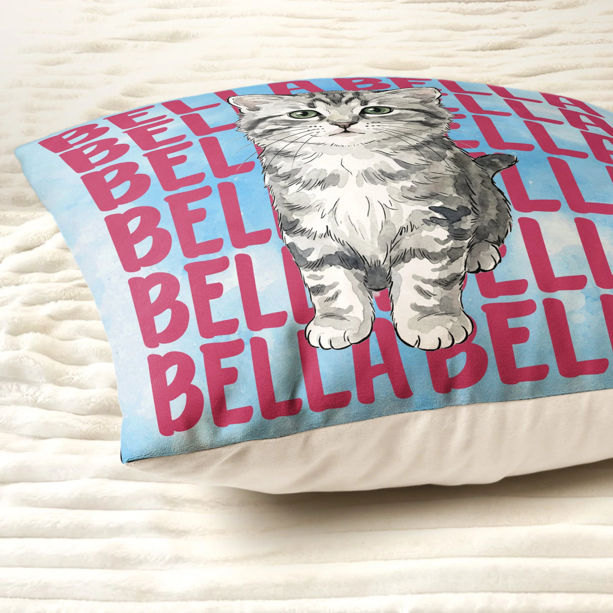 Custom Pet Portrait With Name Watercolor Style - Personalized Pillow