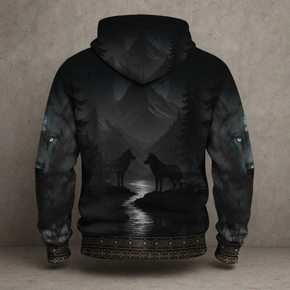 3D Hoodie Native American Faux Leather Vest Hoodie, Southwestern Tribal Eagle Feather Graphic