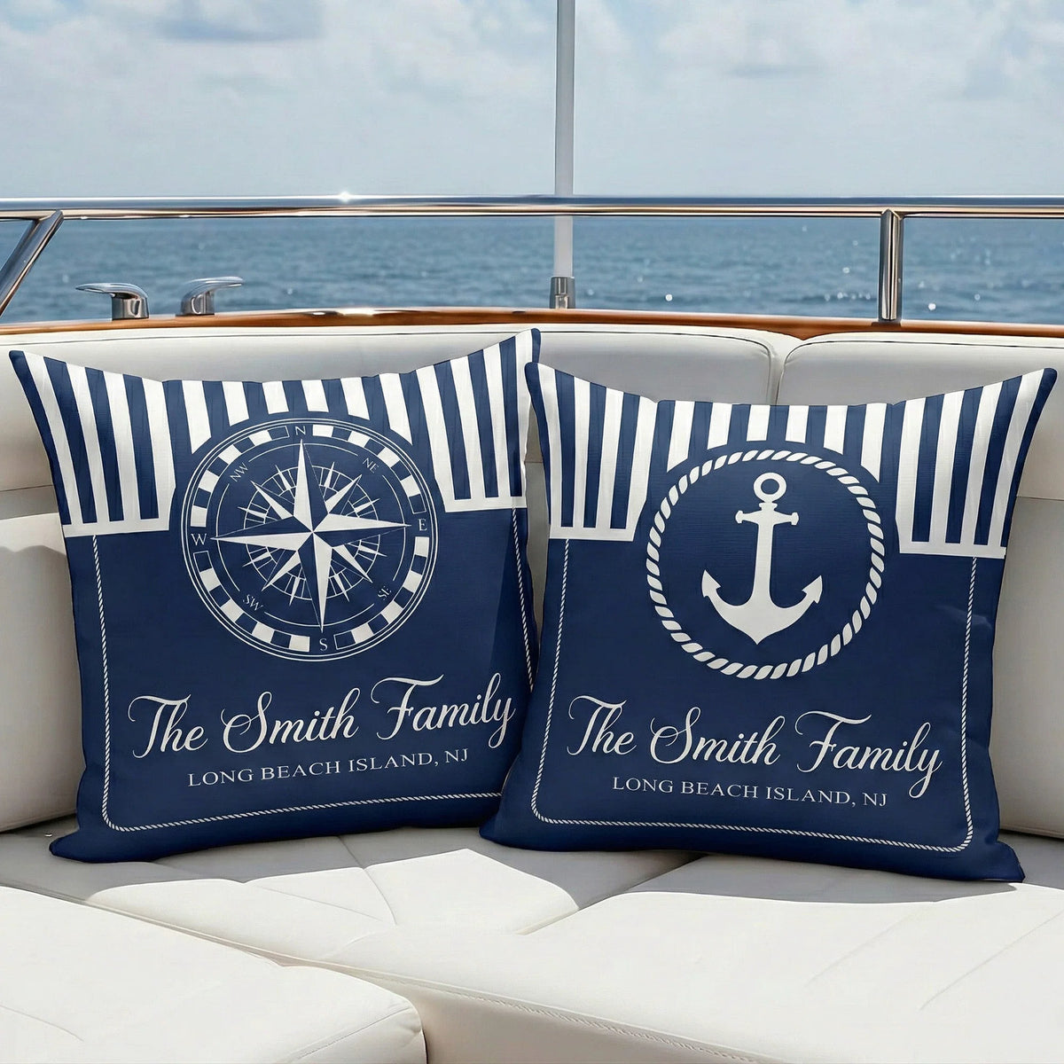 Custom Boat Name, Nautical, Anchor - Personalized Pillows