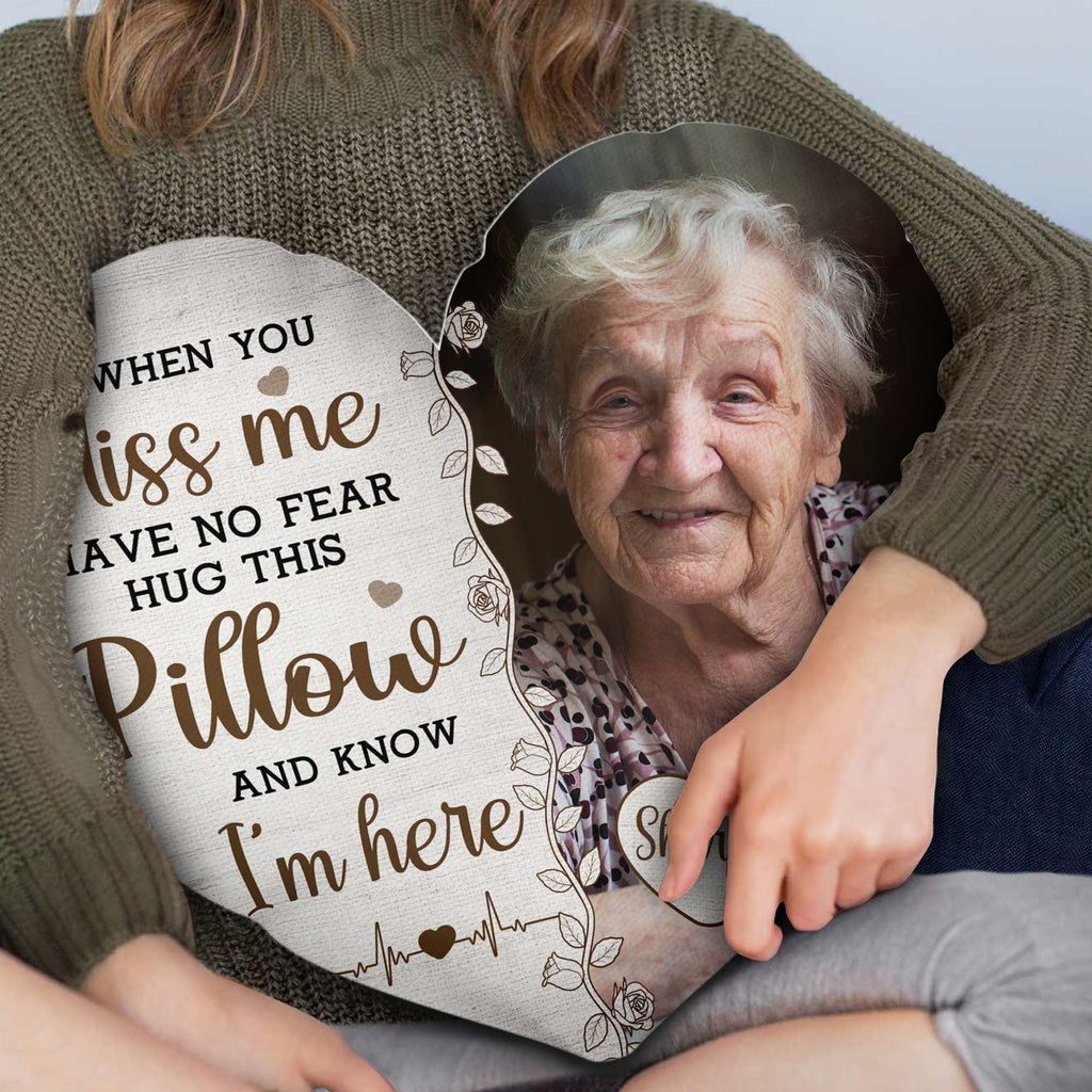 Custom Photo Hug This & Know I'm Here  - Personalized Photo Custom Shaped Memory Pillow